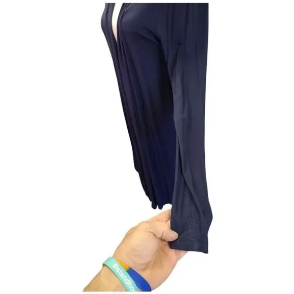 Zenana Outfitters Navy Draped Open Front Cardigan - Picture 3 of 7